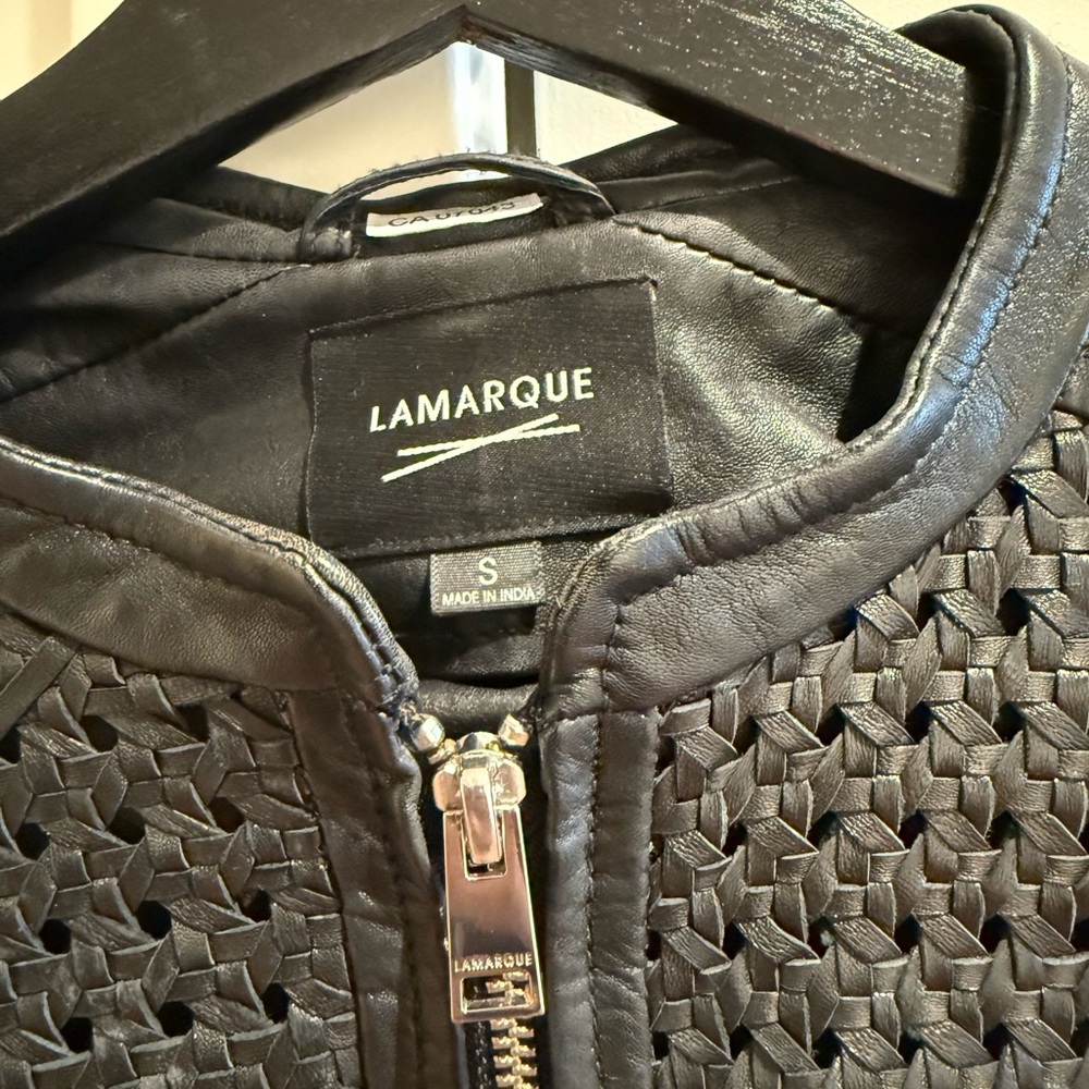 Lamarque Black Perforated Leather Jacket - Picture 2 of 6